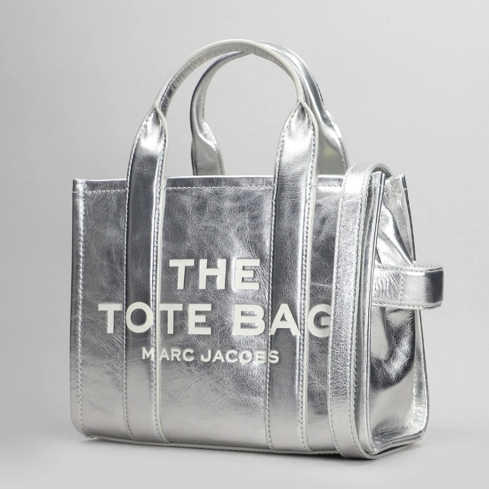 Marc Jacobs Metallic Silver Tote Crossbody NEW AUTHENTIC